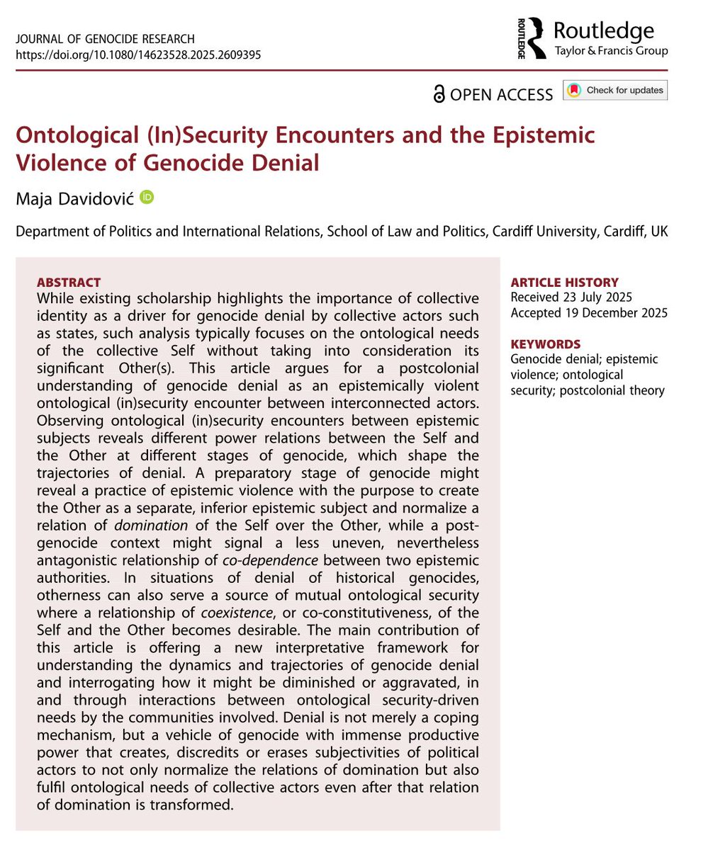 Journal of Genocide Research tweet media