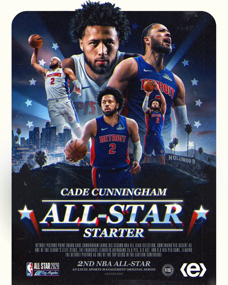 excelbasketball's tweet image. Back-to-back‼️ 

@CadeCunningham_ is taking the stage with his second NBA All-Star selection! #exceling