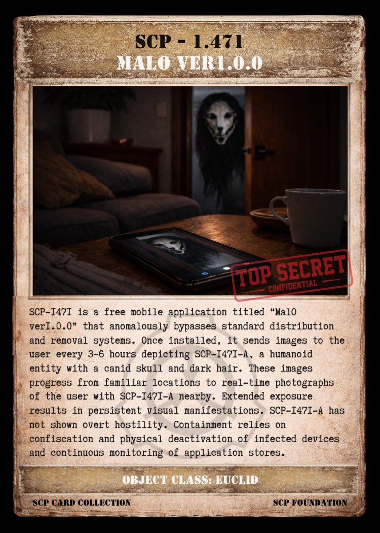 scpcollection's tweet image. #SCP #SCPFoundation #SCP1471 #MaloVer1.0.0
