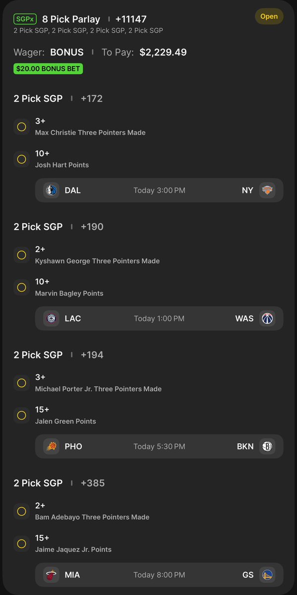 AnthoApes's tweet photo. Running this little format for today that has cashed me in the past. 🙏🏼🙏🏼

You tailing? 

#NBA #PlayerProps #SameGameParlay #SportsBetting #GamblingTwitter #Bets #Slips #Parlay #DraftKings https://t.co/908ixt6EnZ