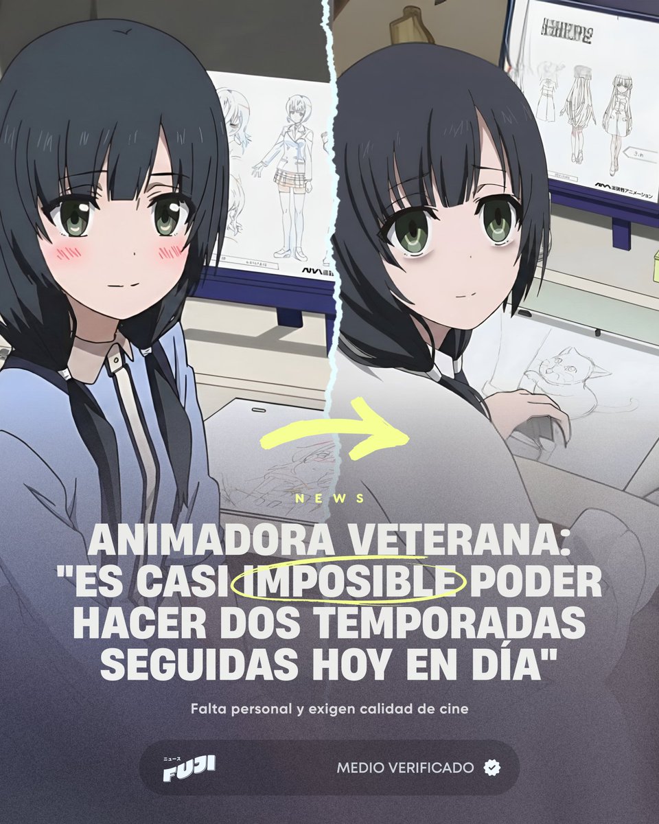 🛑 LA CRUDA REALIDAD: ¿Se han preguntado por qué ya casi no existen los animes largos?

Kyoko Kotani (animadora veterana de Fate y SAO) rompió el silencio: Es humanamente imposible.

Explica que hoy en día se exige "Calidad de Película" para episodios de TV semanales, pero sin