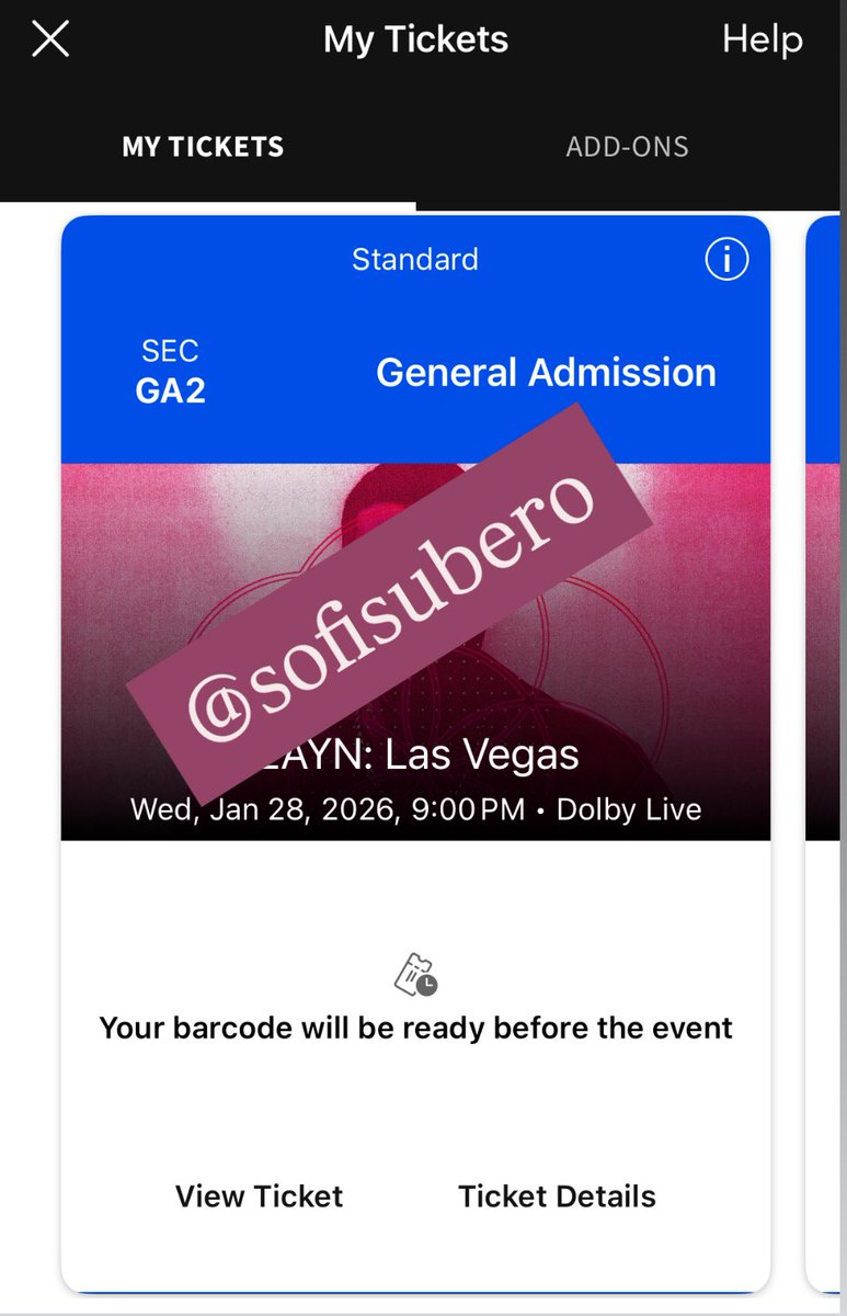 sofisubero's tweet photo. 🎫 selling 2 floor tickets to Zayn’s Las Vegas Residency for January 28th

face value: $139 each + paypal g&amp;s fee
Ideally will sell together but open to sell separately as well, dm me if interested https://t.co/AIe18oto2C