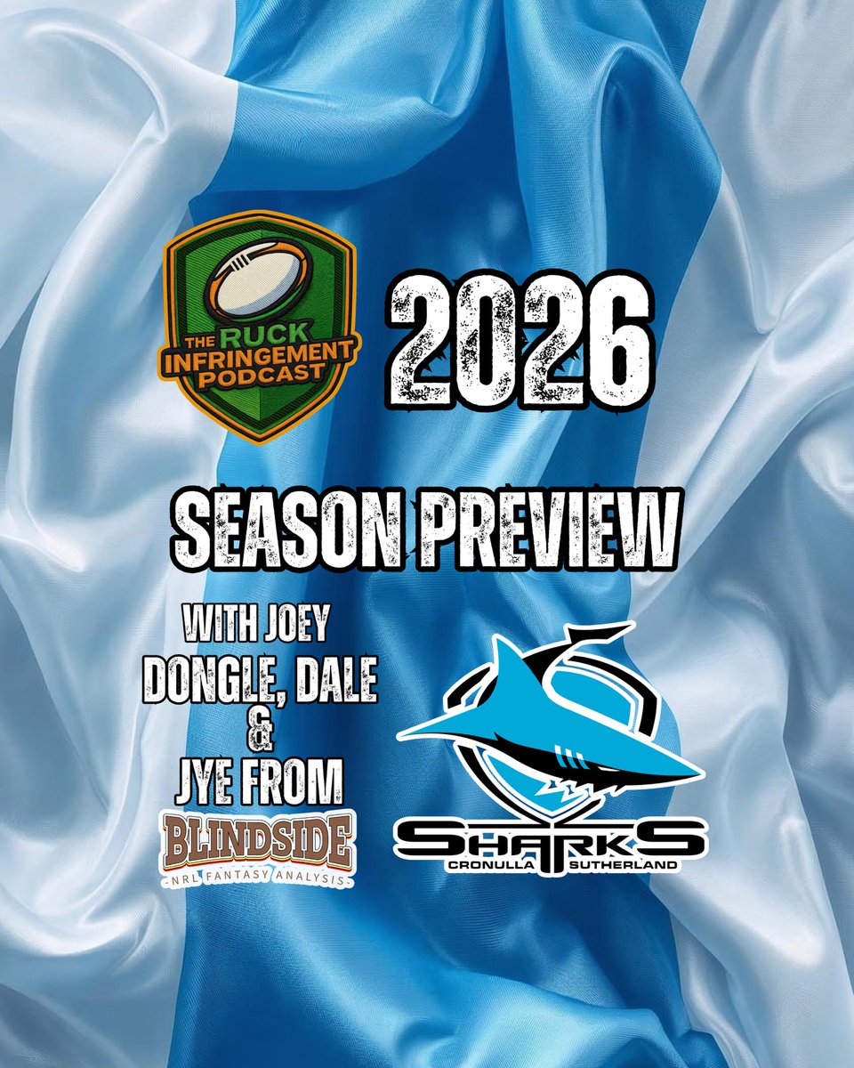 TheRuckPod's tweet image. Our first team preview is out now…The Cronulla Sharks. You won’t want to miss this.

Check it out on Spotify and Apple Podcasts now.

#team #preview #cronulla #sharks