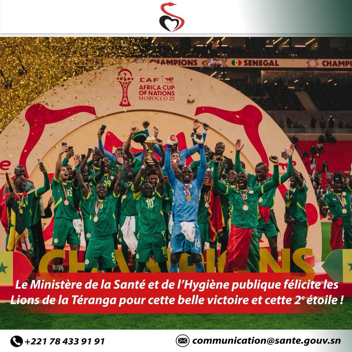 Félicitations aux Lions de la Téranga et à tout le peuple sénégalais !
𝐂𝐡𝐚𝐦𝐩𝐢𝐨𝐧𝐬 𝐝’𝐀𝐟𝐫𝐢𝐪𝐮𝐞 ! ⭐️⭐️
