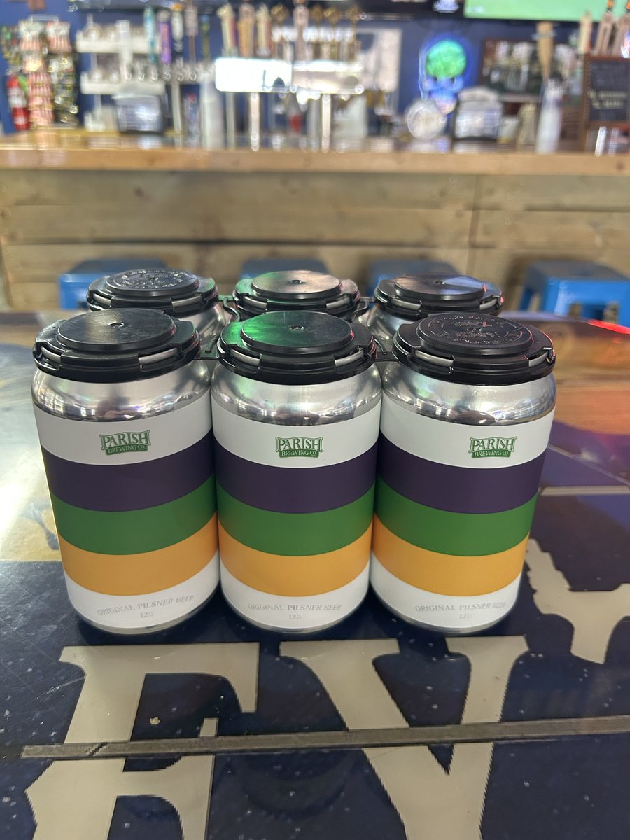 Parish Brewing Company Pilsner is here. This Mardi Gras Seasonal is available in cans. Come see us to stock your fridge!! 
#bestbeerstore #yourbeerstore #BBB #craftbeer #beer #pints #growlers #cigars #beerstore #seasonalbeers #giftcards #beer  #beerlovers #beerloversofinstagram