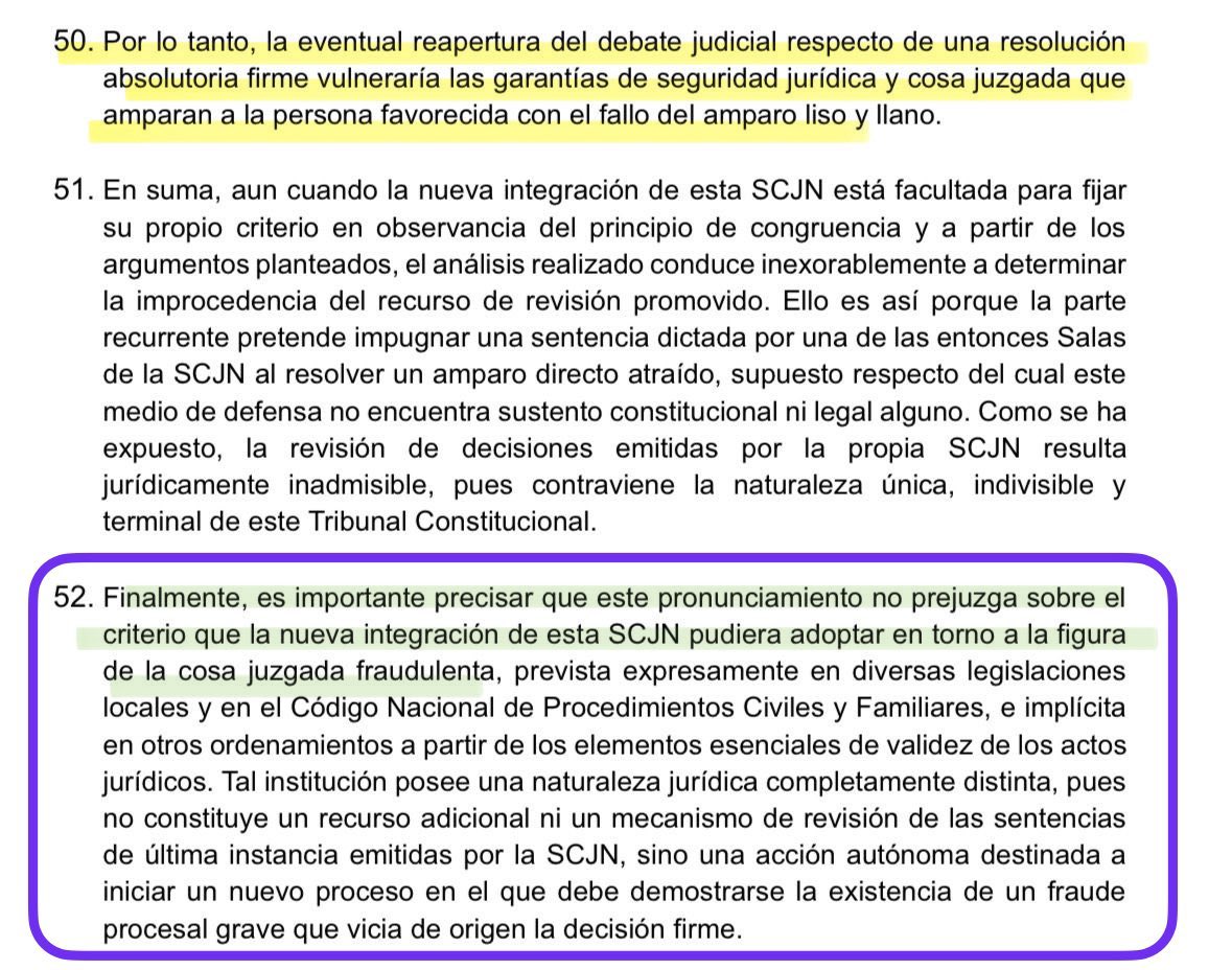 ErnestoGuerra_'s tweet image. Este es el párrafo 52 que siete ministros se apartaron y seis en particular pidieron se SUPRIMIERA y así votaron.

Pero Lenia Batres no quiso. Así, no quiso. Hugo Aguilar la dejó hacer su voluntad porque YA SE HABÍA VOTADO.

Es Pleno y las decisiones son por MAYORÍA y dijeron…