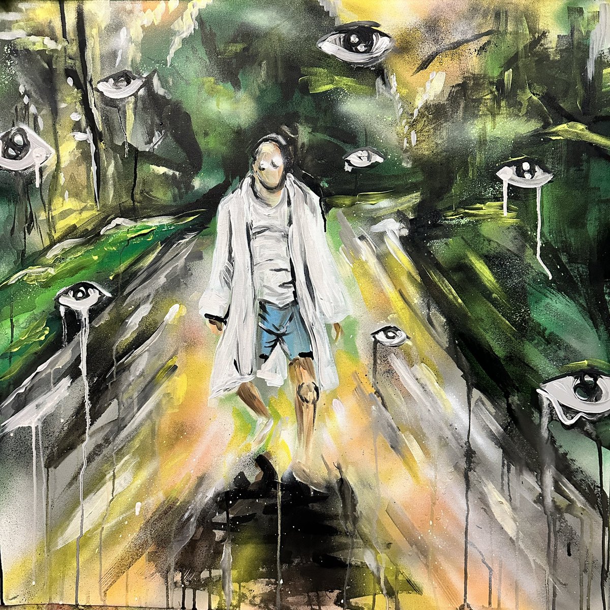 squatdeadface's tweet photo. SOMEBODYS WATCHING TONY SOPRANO. PAINTED ON CANVAS W/ ACRYLICS &amp; SPRAY-PAINT 👁️ https://t.co/XMR2MWMXvl