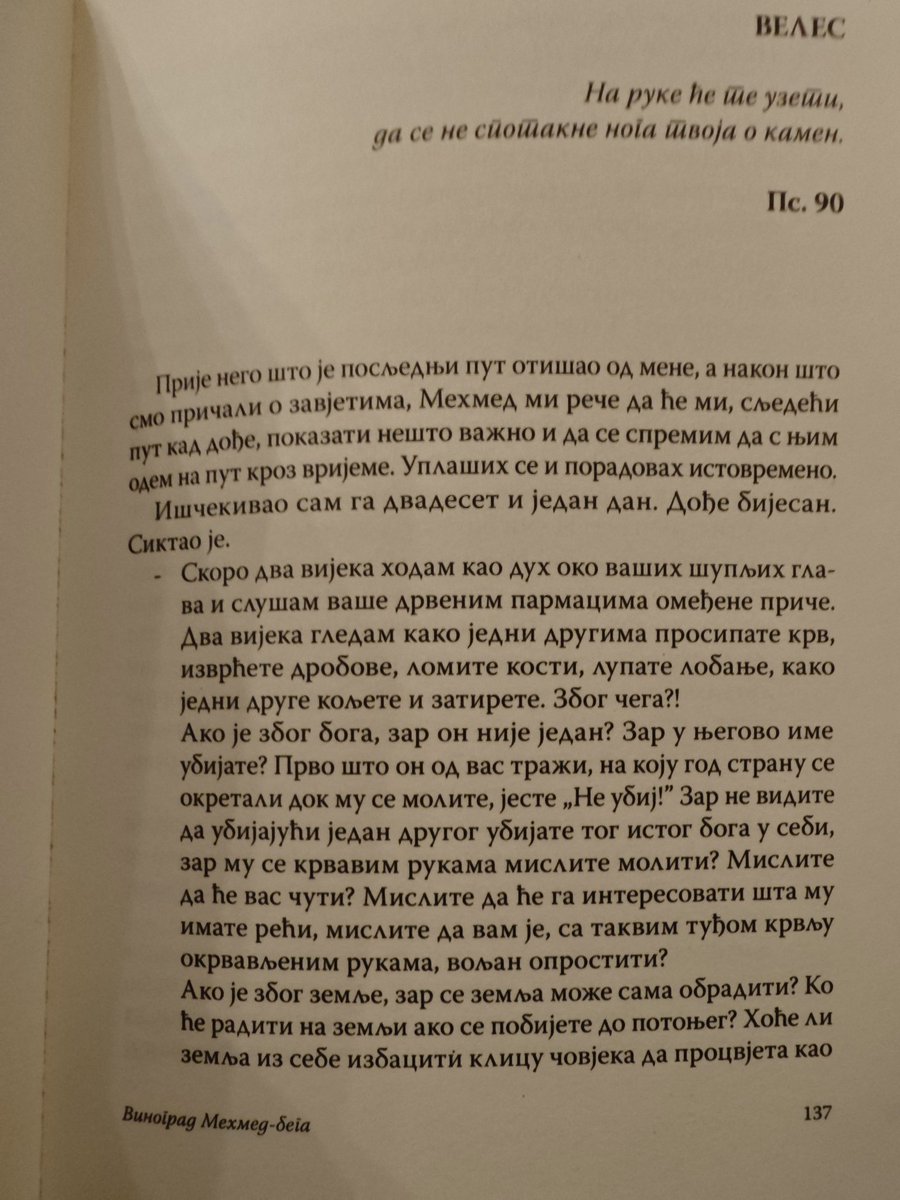 DraganMocevic's tweet photo. Na Bogojavljensku noć imam da izjavim da je roman "Vinograd Mehmed Bega" nešto najbolje napisano (a da sam ja pročitao) poslije poslednjeg rata o ovoj napaćenoj zemlji, roman koji je oda životu, čovjeku, dobru i zlu bosanskom,ljubavi i mržnji, ljepoti i tragediji ovih prostora i kao takva knjiga bi morala biti obavezan dio lektire u sedmom razredu osnovne a onda ponovo u četvrtom srednje, oba puta u važnom dobu sazrijevanja ličnosti, posebno dječaka.
Da se ne bi našle nove generacije magaraca koje bi se ubijale i protjerivale razne Nevene i Kerime. 
Ko nije čitao, obavezno, mogu i ja posuditi ako zapne.
Bravo profesore @po_zanimanju