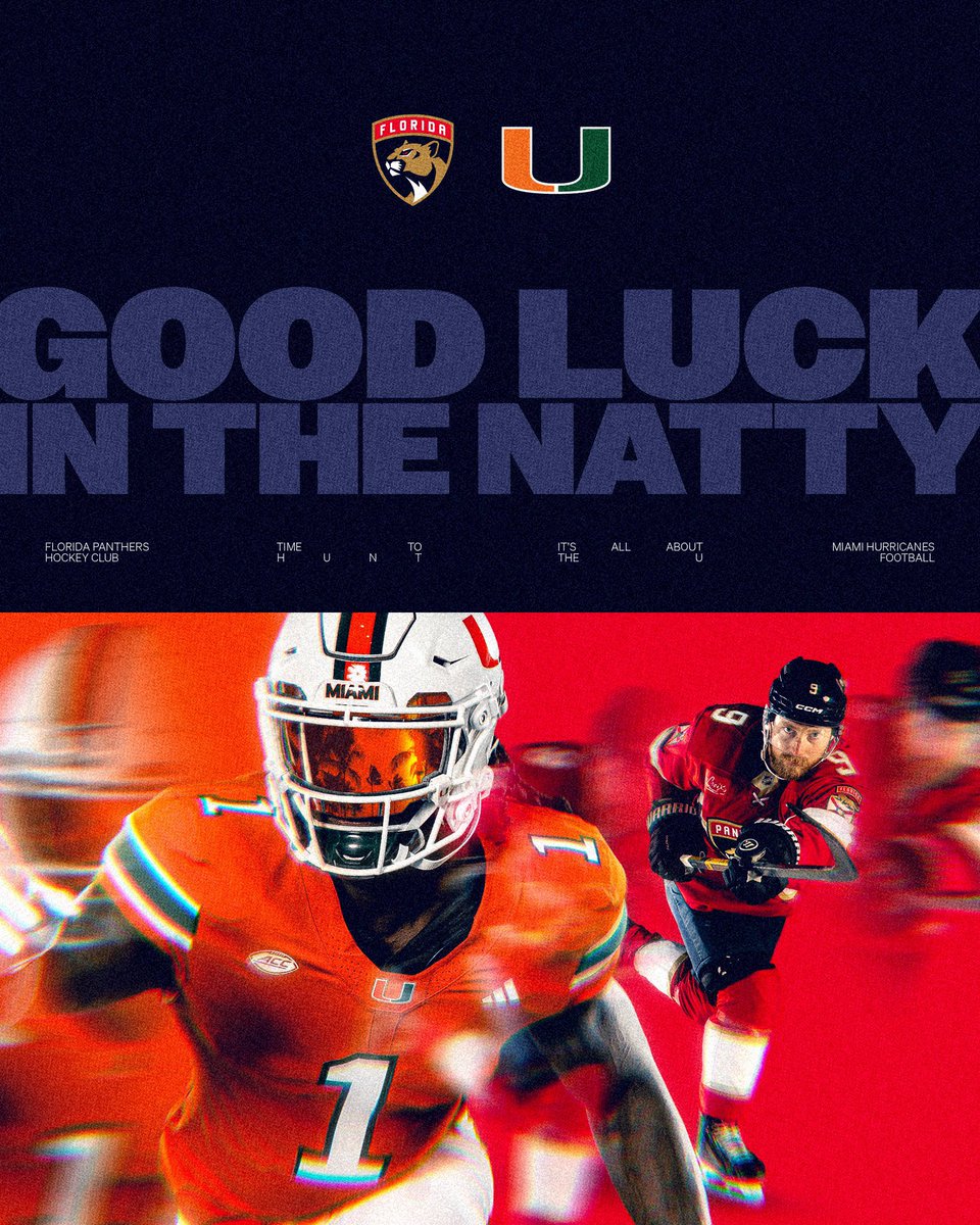 WillManso's tweet photo. The Heat, Dolphins, Panthers and Marlins all taking to social media to wish the Canes good luck tonight 🙌🏻 https://t.co/9zv7gw4lEN
