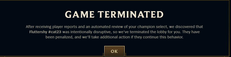 top laner said he WOULD pick yuumi top, but locked garen like normal and so I wondered if I reported him what would happen 😎