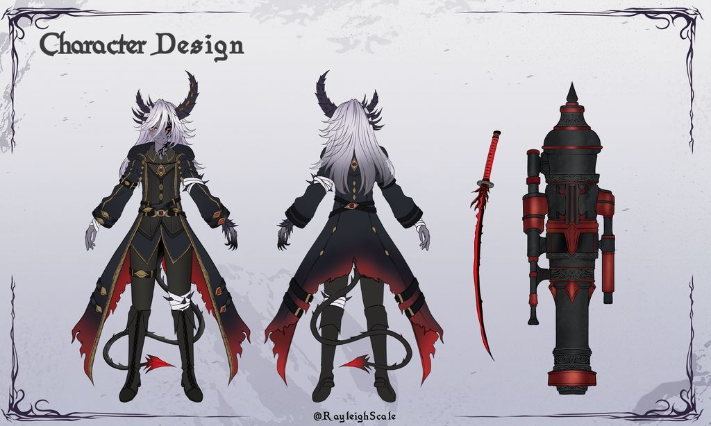 RayleighScale's tweet image. Character Sheet for Cynthia.
Accursed Tiefling and DnD Character for Steinhardt's Guide to the Eldritch Hunt Campaign, a Bloodborne inspired DnD.