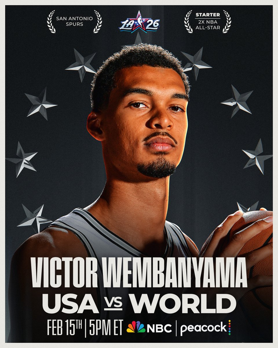 Making his 2nd NBA All-Star appearance... Victor Wembanyama of the <a href="/spurs/">San Antonio Spurs</a>.

Drafted as the 1st overall pick in the 2023 NBA Draft out of France, <a href="/wemby/">Wemby</a> is averaging 24.5 PPG, 10.9 RPG and 2.6 BPG for Spurs this season.