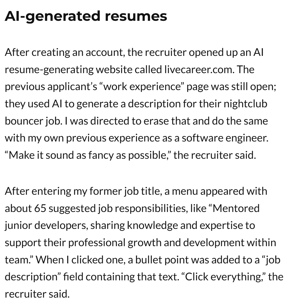 ReichlinMelnick's tweet image. Incredible. Border Patrol is recruiting by having people enter AI-generated resumes and telling them so long as they've worked at a Walmart or a Walgreens for a few years they're qualified, and the recruiters just filling out everything for the applicants.