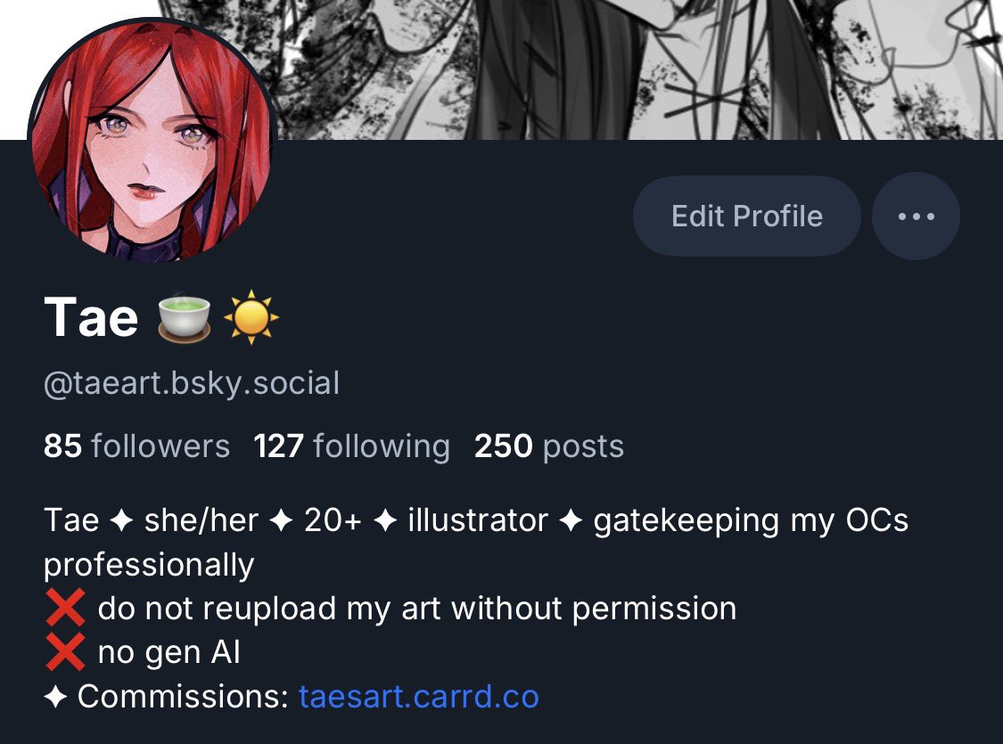 Just in case, you can find me over at 🦋 here. It’s been quiet and far less stressful to use, and I’m going to post sketches there in addition to finished art 🤭