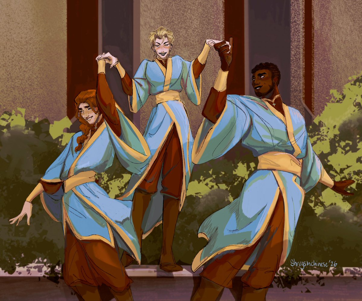 shrugsinchinese's tweet image. Give us a twirl darlings ✨💃👯
#criticalrolefanart #blumentrio
