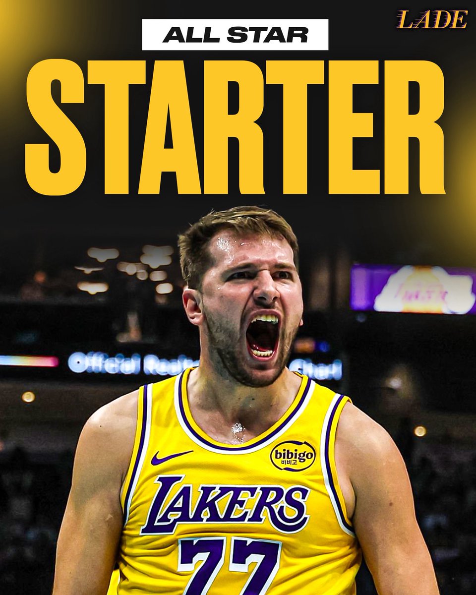 LADEig's tweet photo. BREAKING: Luka has been named an All-Star starter as a Laker for the first time 🚨

He received the MOST All-Star votes out of any NBA player 🔥 https://t.co/wd29Vxz8wO