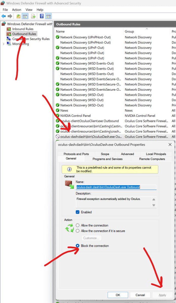 Anyone trying to get Quest Link working, this is the confirmed fix:

1. Open Windows Firewall 
2. Advanced settings
3. Outbound Rules
4. Find oculus dash rule
5. Set it to block
6. Restart Meta Horizon Link via tray or restart PC

You are welcome