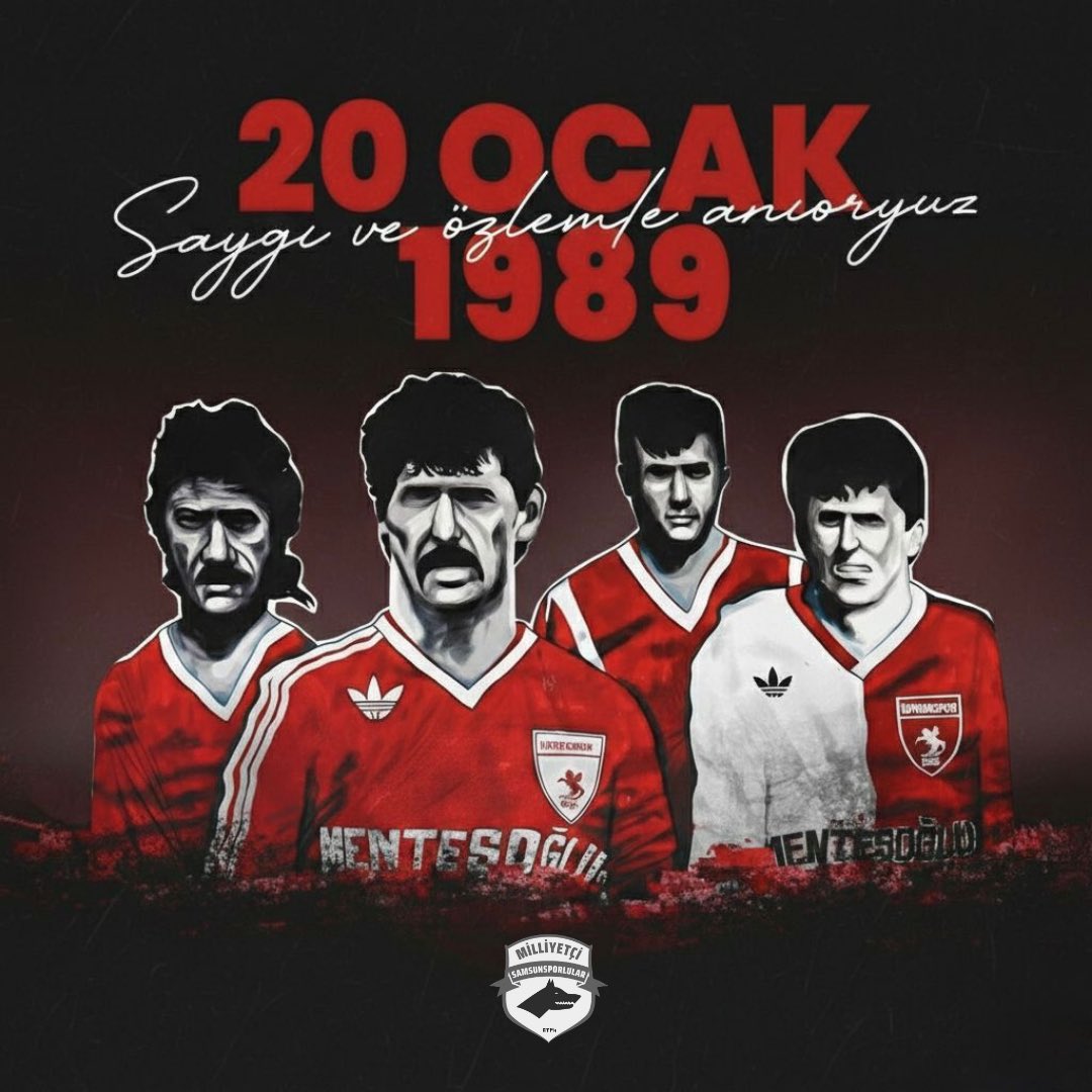 20 Ocak 1989…
Renklerimize siyahın eklendiği gün.🖤

Nuri Asan, Muzaffer Badaloğlu, Mete Adanır, Zoran Tomić, Emin Kar ve Asım Özkan…
İsimleriniz formamızda, acınız kalbimizde, hatıranız sonsuza dek bizimle.

Aradan yıllar geçti ama 20 Ocak hiç geçmedi.
Unutmadık,
