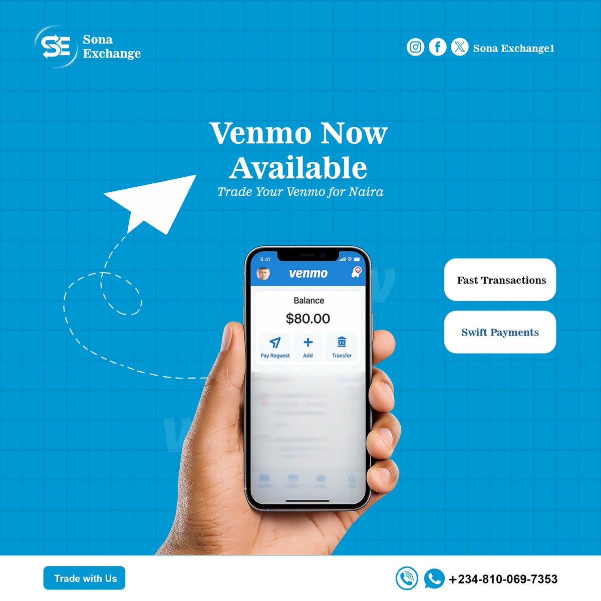 sona_exchange1's tweet photo. Venmo Payments Available

Experience seamless, secure, and professionally handled Venmo transactions designed for clients who value reliability and discretion.

Reach out today and let’s handle your Venmo deals with excellence.

#Venmo
#New_Week
#Business_deals https://t.co/Fr7k1C6s1Q