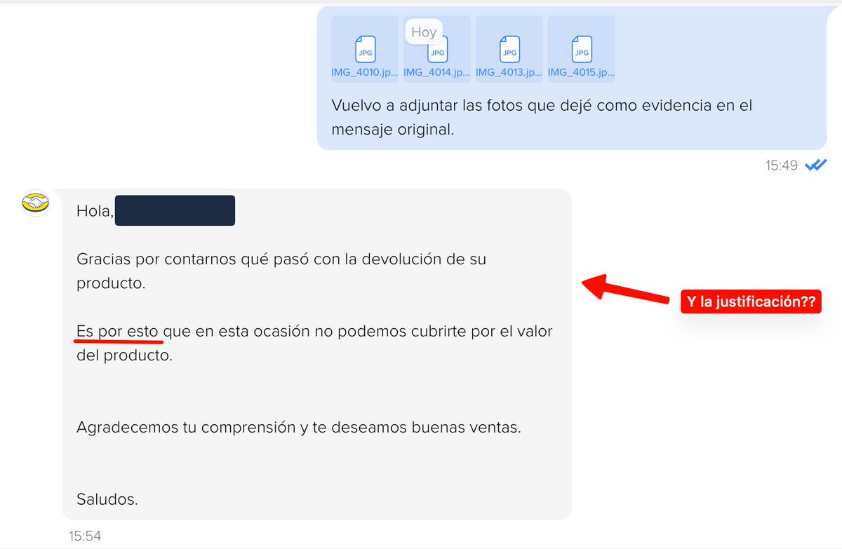 _tincho87's tweet photo. cada vez peor @Mercadolibre permitiéndole tomar decisiones a la IA. no analiza, no interpreta y toma decisión sin fundamento. total pérdida de tiempo teniendo que lograr comunicarme con una persona para que vuelva a analizar el caso. #MercadoLibre https://t.co/scGDIe1uob