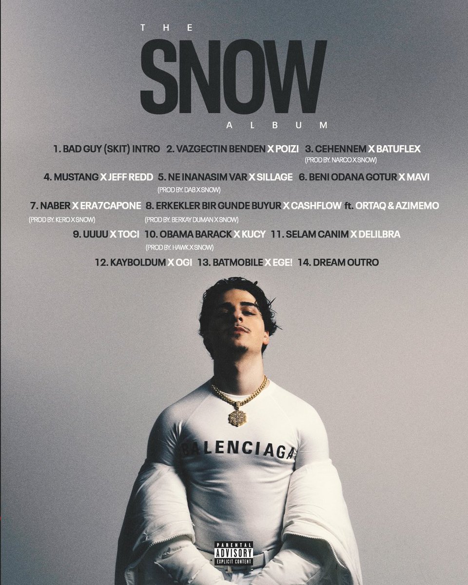 substreetco's tweet photo. Snow, 30 Ocak'ta "The Snow" adlı yeni albümünü yayınlayacağını açıkladı. Albümde Snow'a POIZI, BATUFLEX, JEFF REDD, SILLAGE, MAVİ, ERA7CAPONE, CASHFLOW, ORTAQ &amp; AZIMEMO, TOCI, KUCY, DELILBRA, OGI ve EGE! eşlik ediyor. Albümde toplamda 14 şarkı bulunuyor. https://t.co/ueNemq30u7