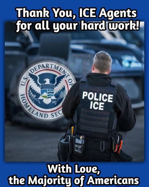 <a href="/CMDROpAtLargeCA/">Commander Op At Large CA Gregory K. Bovino</a> <a href="/TammieMcDonal17/">Tammie McDonald 🇺🇸🇺🇸</a> Thank you all ICE folks for making our great country safe. 
🙏💙💙💙💙🇺🇸🇺🇸🇺🇸