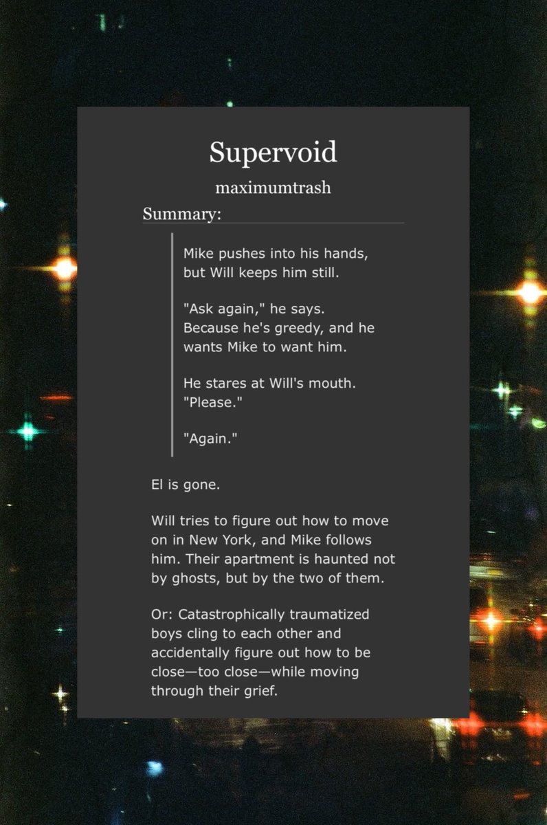 tooartemis's tweet image. Supervoid 🫧

🚥 Post-Stranger Things 5 Finale
🚥 Will Byers/Mike Wheeler
🚥 Fix-It Fic

archiveofourown.org/works/76841816…

#byler