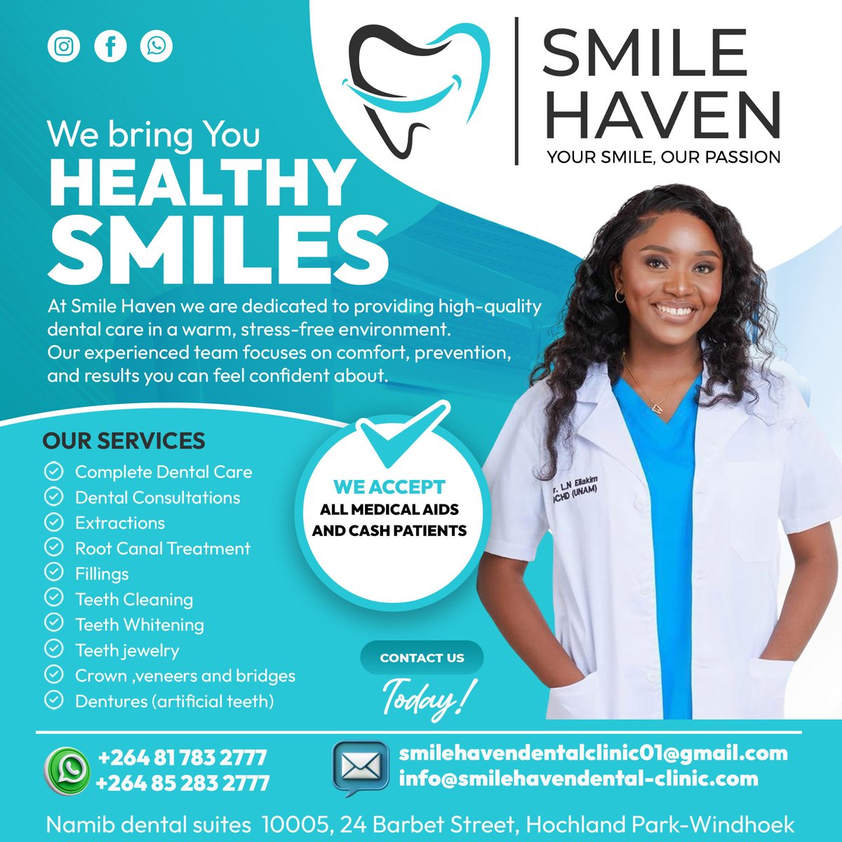 Nuusiku_'s tweet image. Will forever be grateful to my twitter family for supporting me in all my endeavors ❤️🥰it’s time to create and maintain those beautiful smiles 
Visit us by making your bookings 
☎️ +264817832777