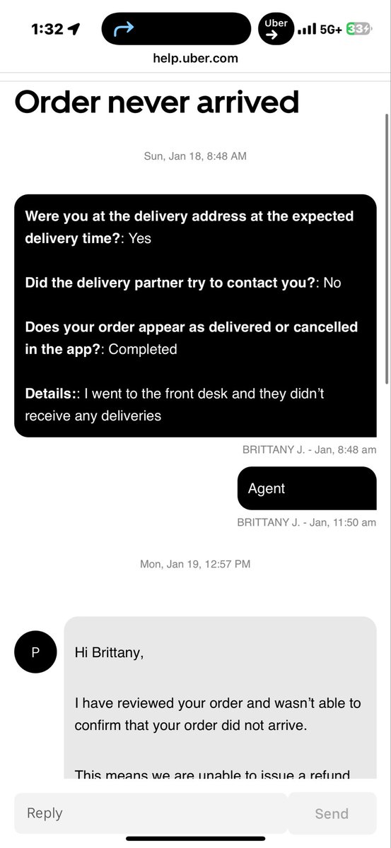 King_Toby_'s tweet photo. @UberEats can someone explain to me why I ccs t get a refund for an order I never received and yall agents can’t even confirm the delivery either https://t.co/4QtFlcTXNW
