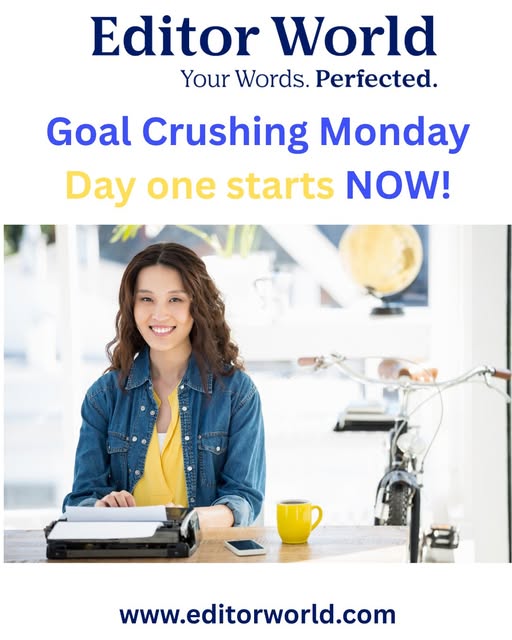 EditorWorld's tweet image. 🎯GOAL CRUSHING MONDAY🌅Ready to turn your writing dreams into reality? This Monday marks the beginning of your goal-achieving journey!
🚀 Your goals are waiting. Let's make them happen—one polished sentence at a time!

🎯editorworld.com

 #MotivationMonday #GoalCrusher