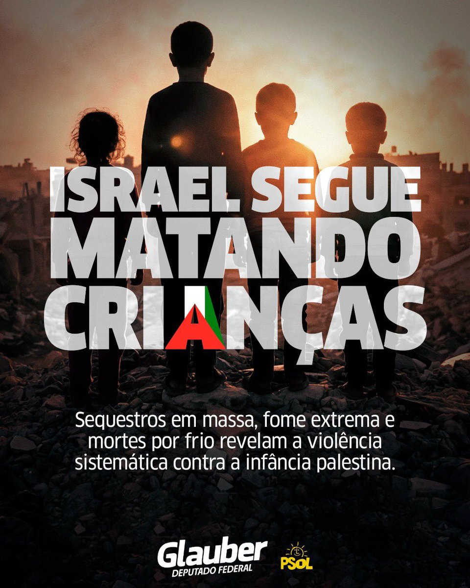 Glauber_Braga's tweet image. A realidade imposta às crianças palestinas em Gaza é marcada por múltiplas formas de violência. Em 2025, organizações de direitos humanos registraram a detenção arbitrária de mais de 600 crianças por forças israelenses, em procedimentos que incluíram interrogatórios ilegais e…