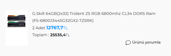 erhanunal's tweet photo. Geçen sene 12.767,70₺ ye aldığım RAM tam 1 yıl sonra 56.299,27₺ ye ulaşmış. Keşke altcoin alacağıma tüm parayla RAM alsaymışım. 😆 https://t.co/QzQCVCyCdy