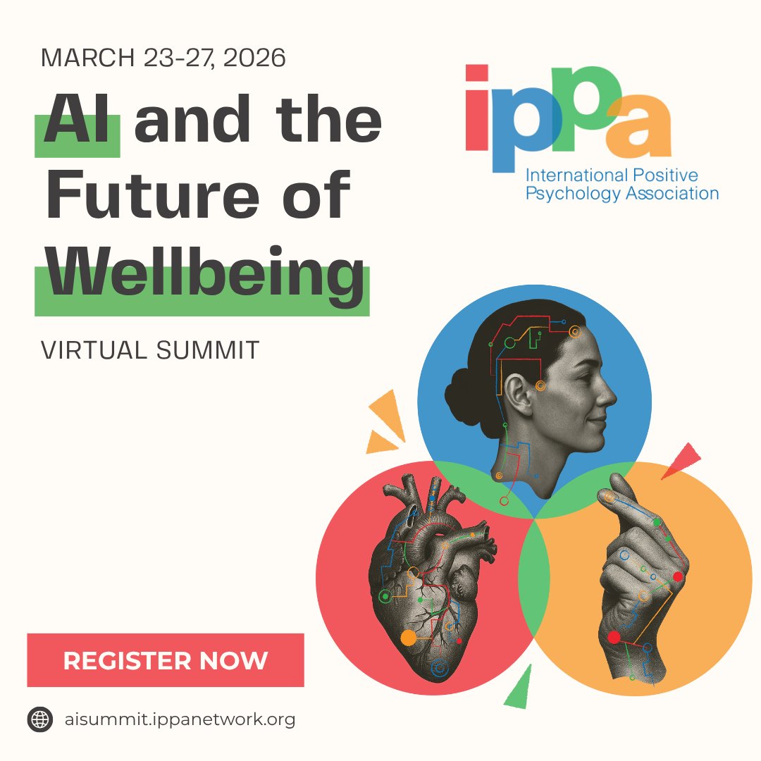PositiveOrg's tweet image. CPO is proud to support the International Positive Psychology Association (IPPA)'s 2026 Virtual Summit: AI and the Future of Wellbeing, March 23rd- 27th! #GoodNewsMonday

Learn more and register today: ippasummit.vfairs.com #IPPAAIandWellbeing