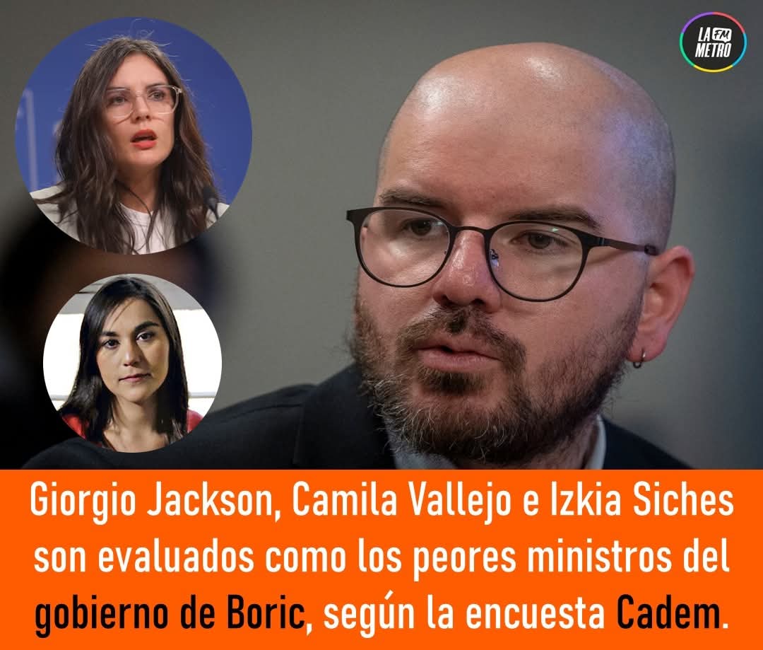 Despreciables 🤮
<a href="/camila_vallejo/">Camila Vallejo Dowling</a>
<a href="/GiorgioJackson/">Giorgio Jackson</a>
<a href="/izkia/">Izkia Siches Pastén</a>