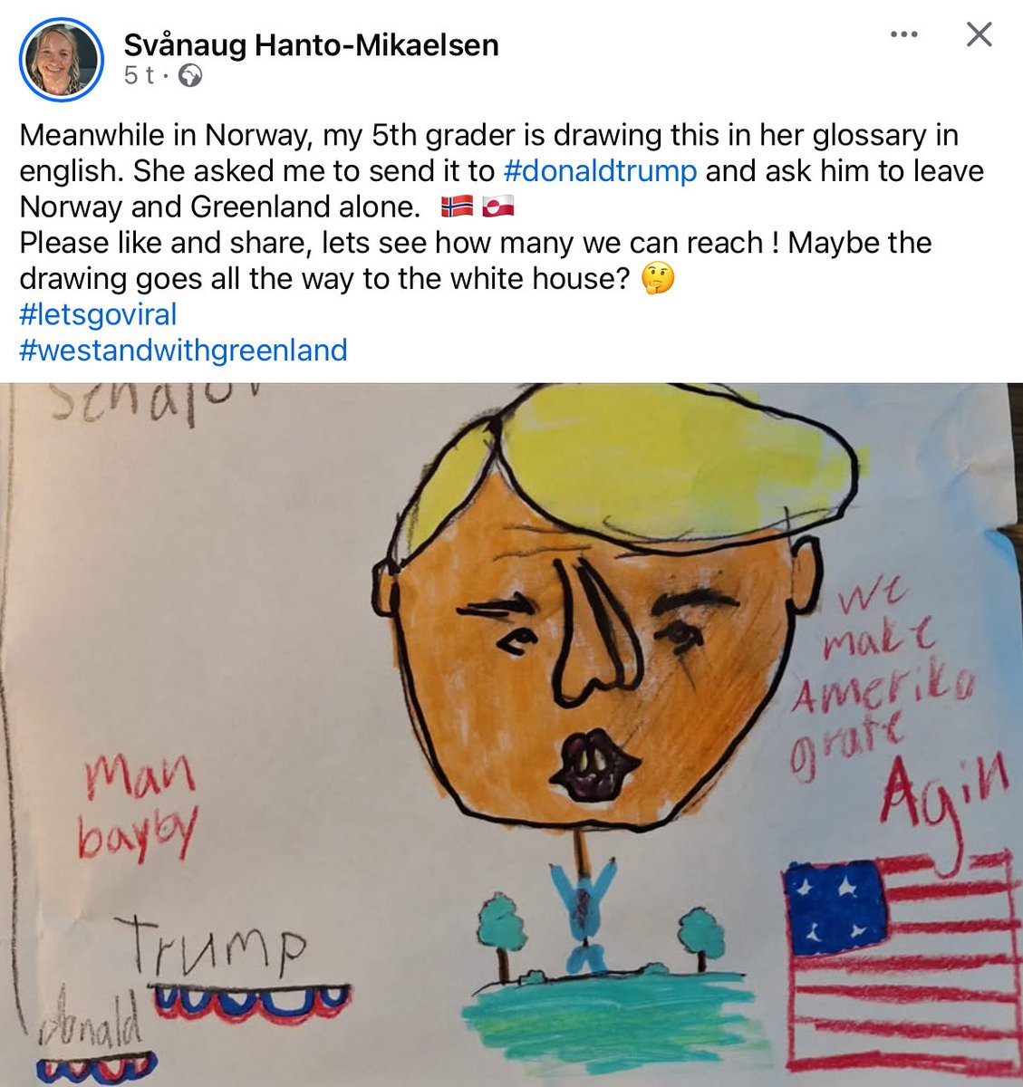 Lydiano0's tweet photo. @realDonaldTrump I must agree with my friend’s daughter here.. Do America great again, but stay there ;) https://t.co/SMNCY3PCWY