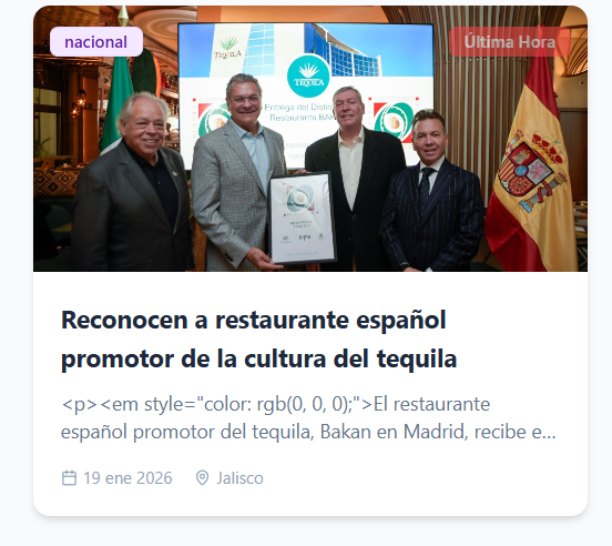 GOBusiness7's tweet photo. Restaurante madrileño recibe "Distintivo T" de manos del gobernador de Jalisco y del @CRTequila https://t.co/RcJa1u3sYR