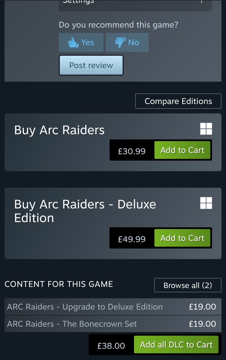 LoaderLeigh's tweet photo. @Rivian_Peasant @NicolsV29172986 @ta3kwondo @legalsifter_AI ARC still cheaper at base edition, must just be an American pricing https://t.co/XHQJArbPcL
