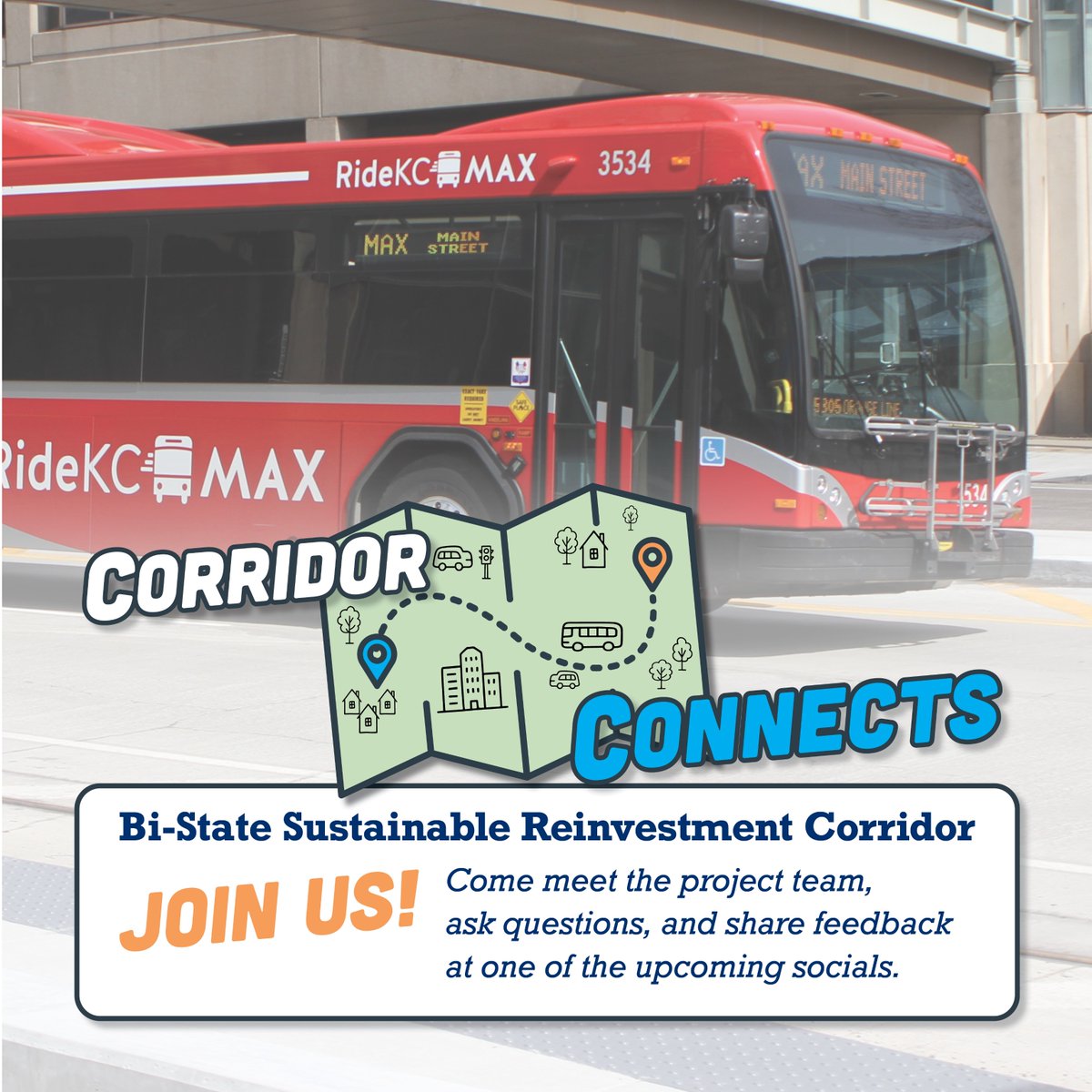 We’re bringing the Bi-State Sustainable Reinvestment Corridor project team to your neighborhood this week! 
Join us at our upcoming Corridor Connects, happy hour socials to meet the project team, ask questions, and share feedback. 
Get the details: ow.ly/fWBh50XWJyM