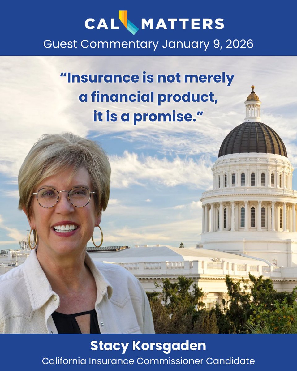 SKorsgaden's tweet photo. Read Stacy’s full commentary on California’s insurance crisis at:
https://t.co/QyXVpgLIG0
“Insurance is not merely a financial product, it is a promise.”
Join Team Stacy at https://t.co/1CKuw8VwG9
#StacyForInsuranceCommissioner #CaliforniaInsurance #FixTheCrisis #InsuranceReform #California2026