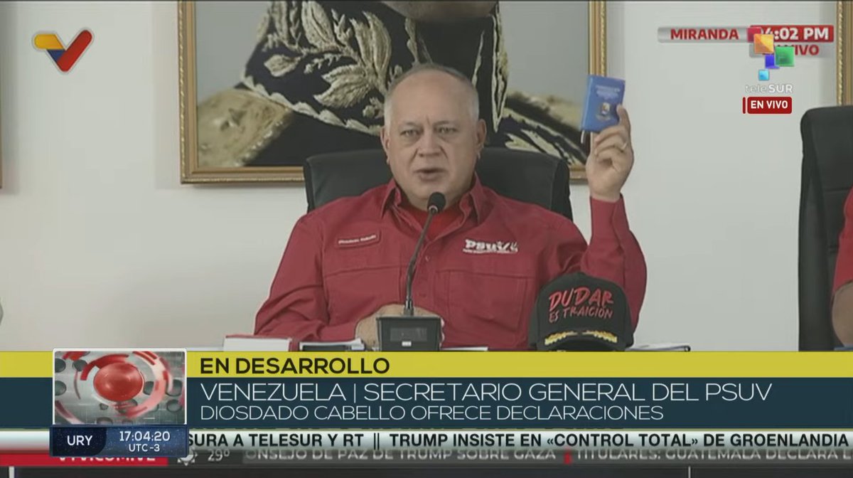 #ENVIVO | Secretario general del #PSUV 🇻🇪, Diosdado Cabello, convoca al pueblo a seguir por el camino que dicta la constitución venezolana y llama a la unidad  

→ telesurtv.net