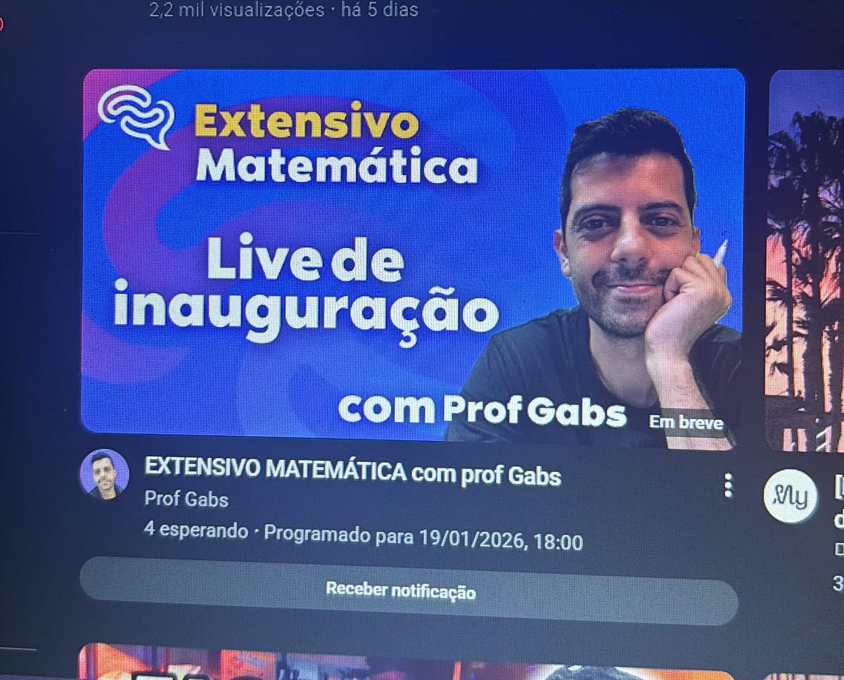 marimesqtstudy's tweet image. Oii pessoal, o prof Gabs de matemática vai lançar um extensivo gratuito de matemática para os vestibulares no canal dele, e hoje é a aula inaugural! É uma ótima oportunidade para quem não tem como assinar plataformas e quer estudar :)