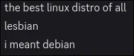 thatstraw's tweet image. Debian