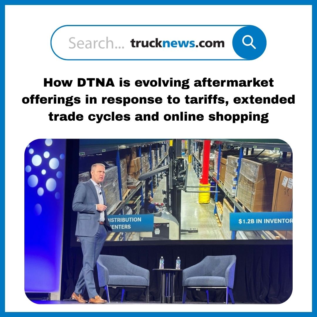 Todaystrucking's tweet image. “If you’re sourcing from high-tariff countries, I can’t overstate enough the importance of actively working to find nearshore and onshore opportunities," says Drew Backeberg, senior vice president of #aftermarket, @DaimlerTruckNA 
trucknews.com/transportation…
#tariffs #trucking