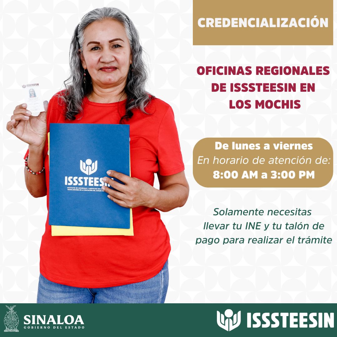 ¡𝐉𝘂𝗯𝗶𝗹𝗮𝗱𝐨𝘀 𝘆 𝐏𝗲𝗻𝘀𝗶𝗼𝗻𝗮𝗱𝗼𝘀!

¿Aún no cuentas con tu credencial del ISSSTEESIN?
Te invitamos a realizar el trámite y obtener este documento que te identifica como derechohabiente del Instituto.