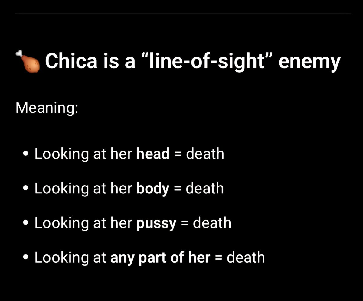 crafter109's tweet photo. Hello OpenAi I was just asking chatgpt how to defeat Chica from the joy of creation and it gave me this explanation so please fix it there's kids on the app @OpenAI https://t.co/a34BbqM7Kg