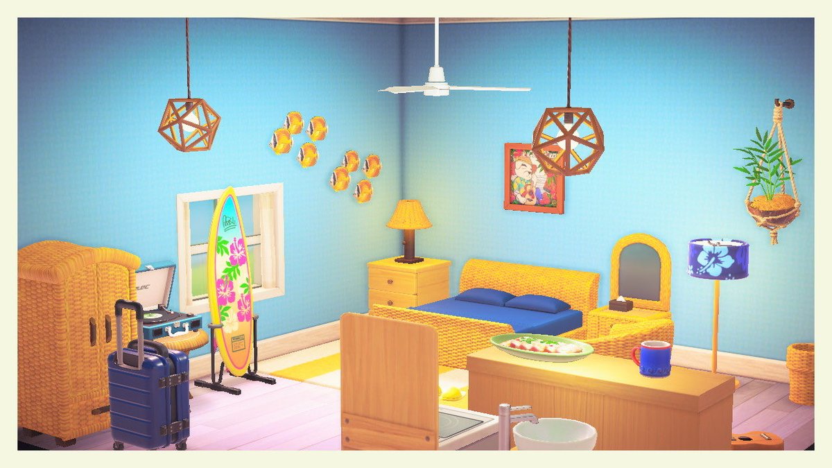 PoyoCatalog's tweet photo. First four rooms of my hotel, working mostly with the suggested furniture #ACNH https://t.co/Nctfs9E7fo