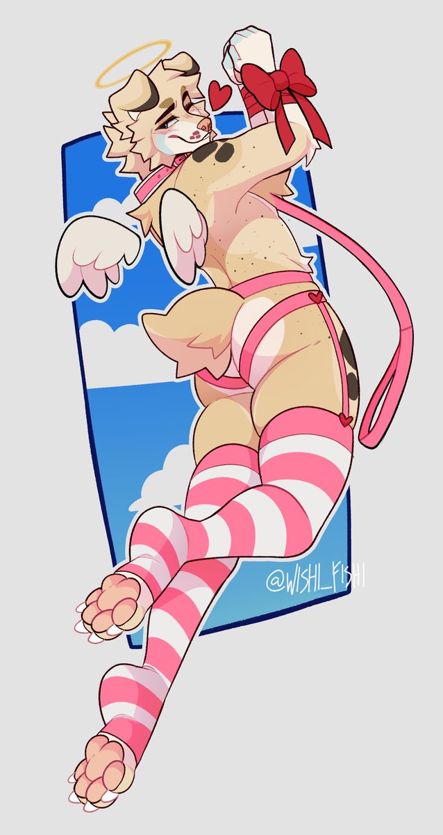 need a cute dog for a valentine today? 🧡🐶

🎨: <a href="/Wishi_Fishi/">fishi 🐟</a> 
#furryfandom #furryartwork