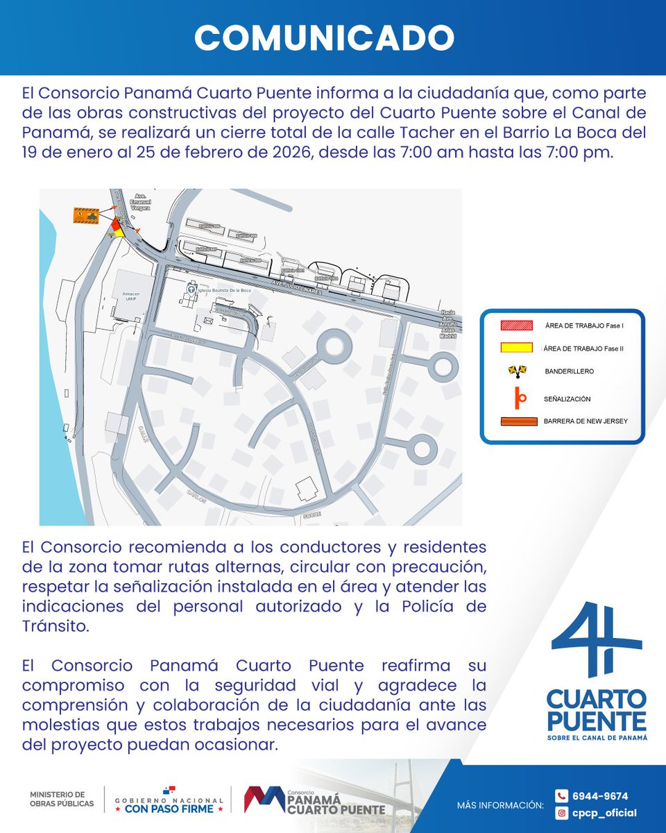 📣📣Comunicado del Consorcio Panamá Cuarto Puente

<a href="/ATTTPanama/">Autoridad del Tránsito</a> <a href="/policiadepanama/">Policía Nacional</a>