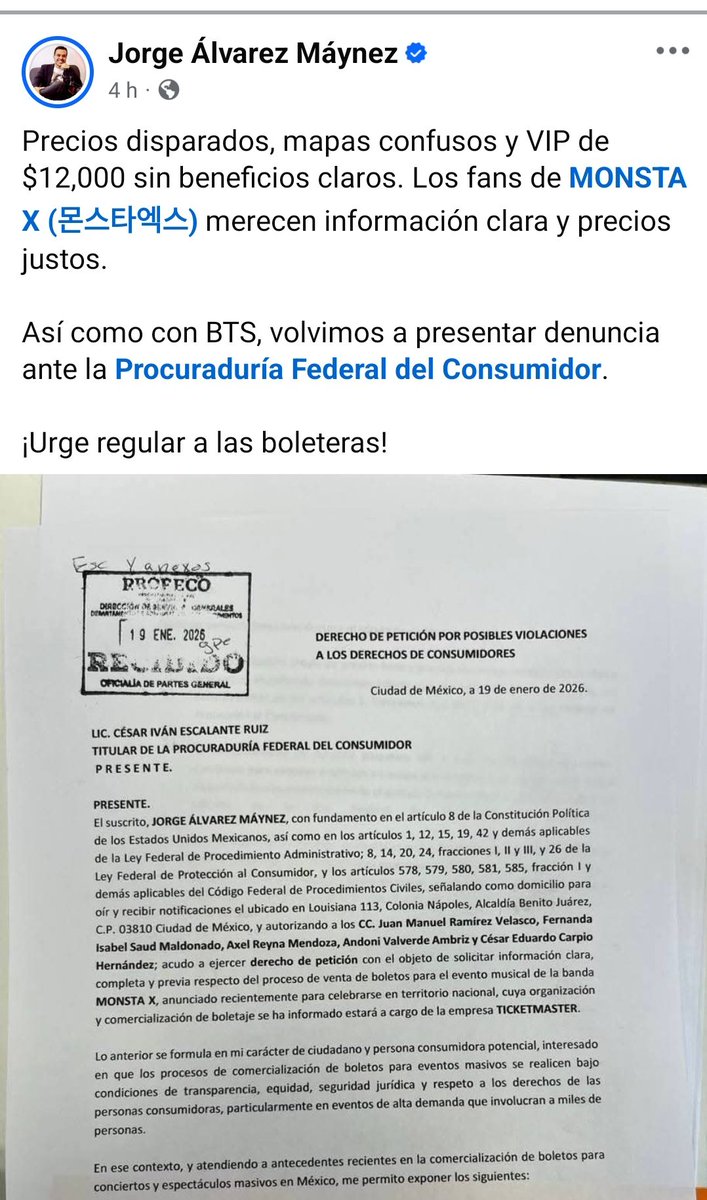 JesslovesMin's tweet photo. Los fandoms estamos cansados de que siempre nos quieran cobrar más por menos beneficios.

CxS elevados, 15mil pesos por una rifa, mapa divido en demasiadas zonas, y muchas irregularidades

#PreciosJustos #MONSTAX

@AlvarezMaynez @Profeco @ninshi_ent @STARSHIPent https://t.co/agtViOSrE9