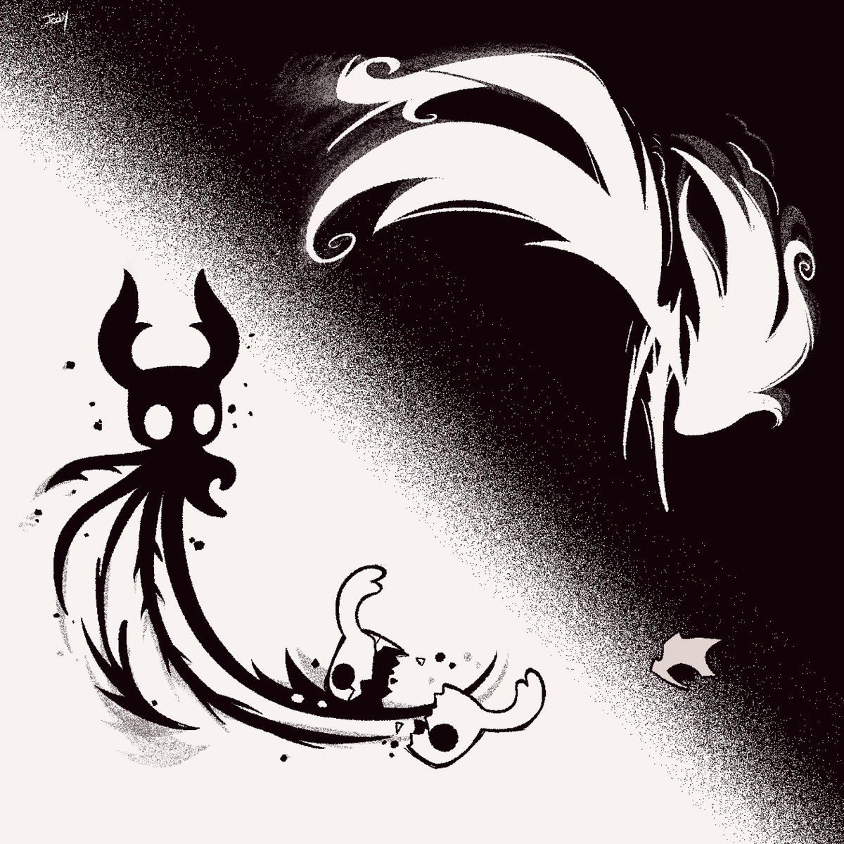 AnotherJooby's tweet photo. The Ghost and The Phantom

#hollowknight #silksong https://t.co/fqrdfHBzNh